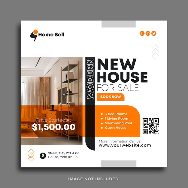 Real estate house property instagram post or social media banner template