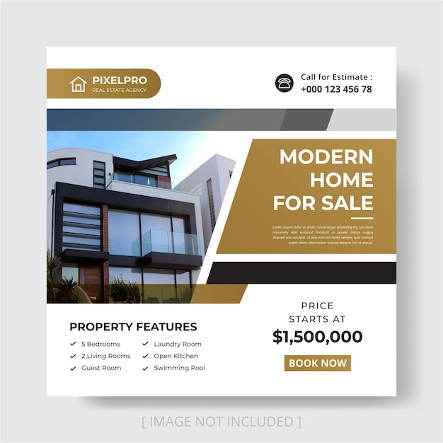 Vector real estate house property instagram post or social media banner template