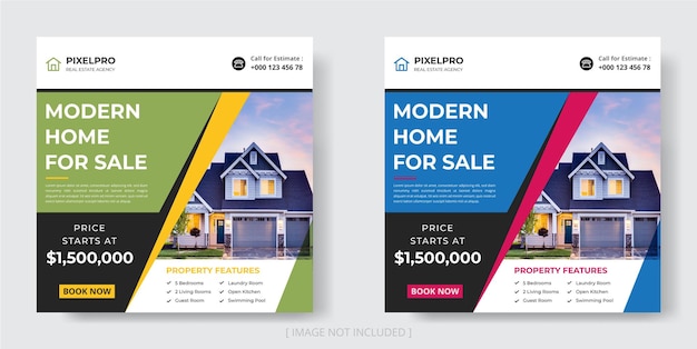 Real estate house property instagram post or social media banner template