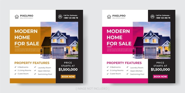 Real estate house property instagram post or social media banner template