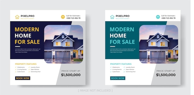 Vector real estate house property instagram post or social media banner template