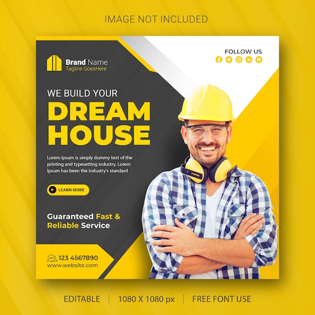 Real estate house property instagram post or social media banner template