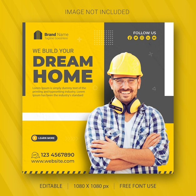 Vector real estate house property instagram post or social media banner template