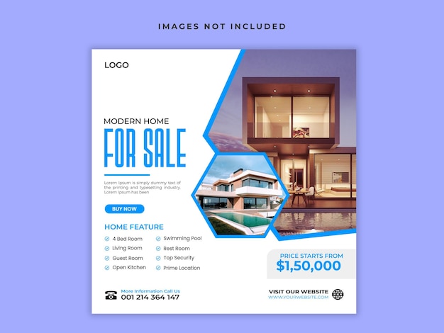 Vector real estate house property instagram post or social media banner template