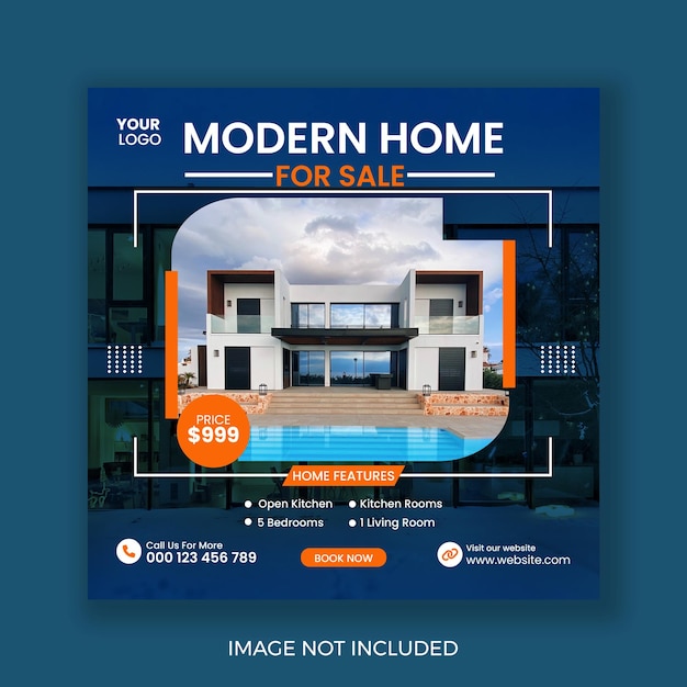 Vector real estate house property instagram post or social media banner template