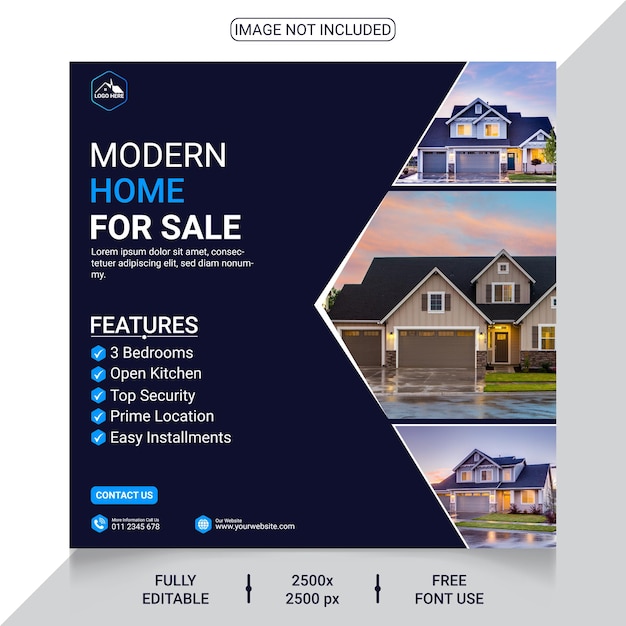 Real estate house property Instagram post or social media banner template