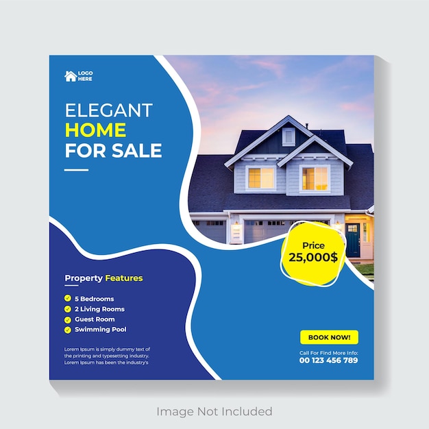 Vector real estate house property instagram post or social media banner template