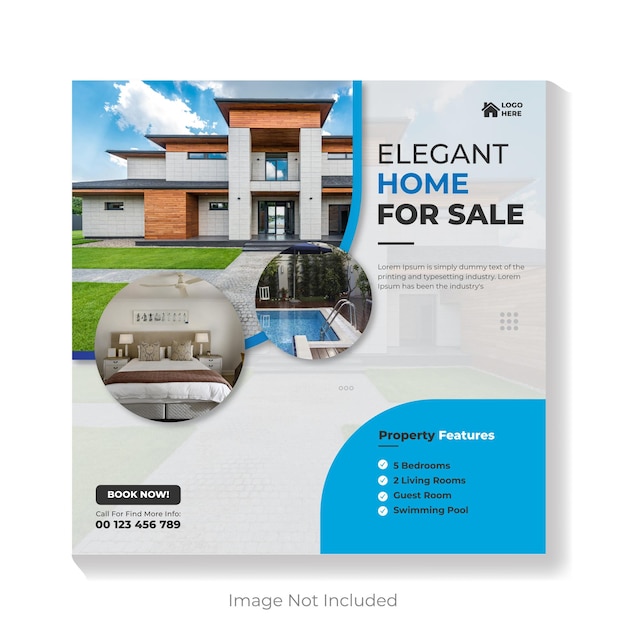 Real estate house property instagram post or social media banner template