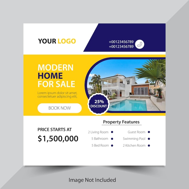 Real estate house property instagram post or social media banner template