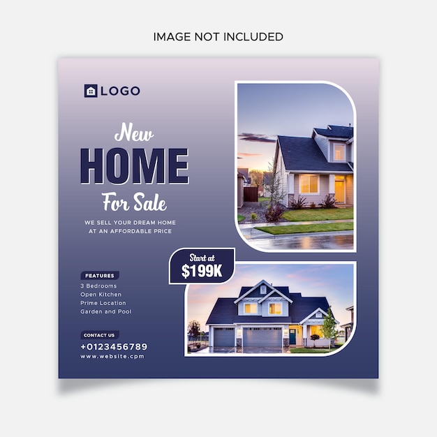 Real estate house property Instagram post or social media banner template