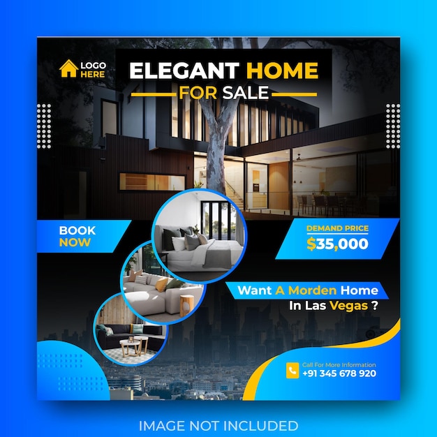 Vector real estate house property instagram post or social media banner