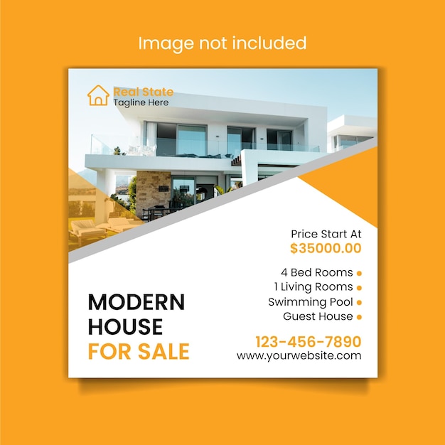 Real estate house property instagram post and social media or square web banner