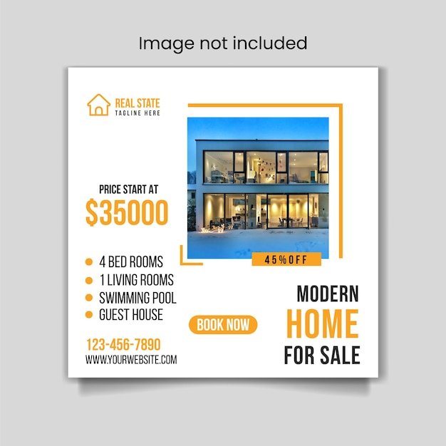 Real estate house property instagram post and social media or square web banner