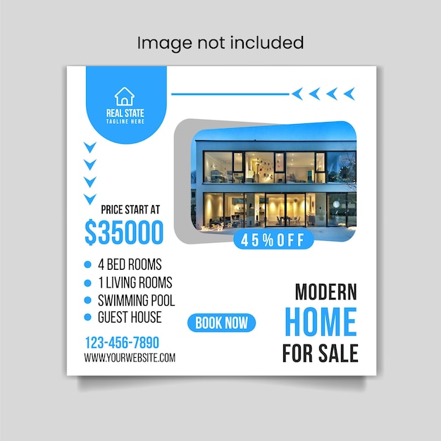 Real estate house property instagram post and social media or square web banner