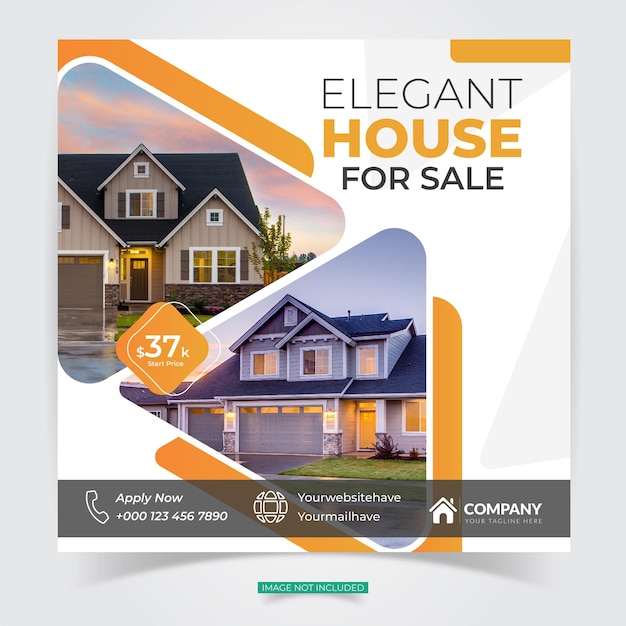 Real estate house property Instagram post or square social web banner template Free Vector