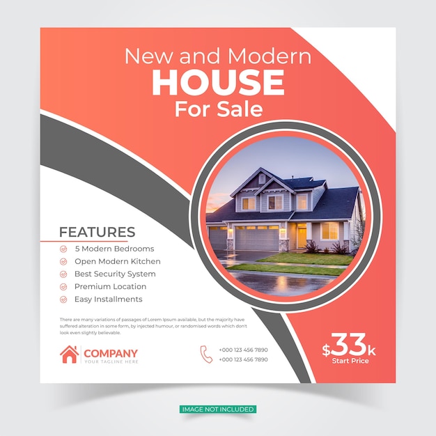 Real estate house property instagram post or square social web banner template free vector