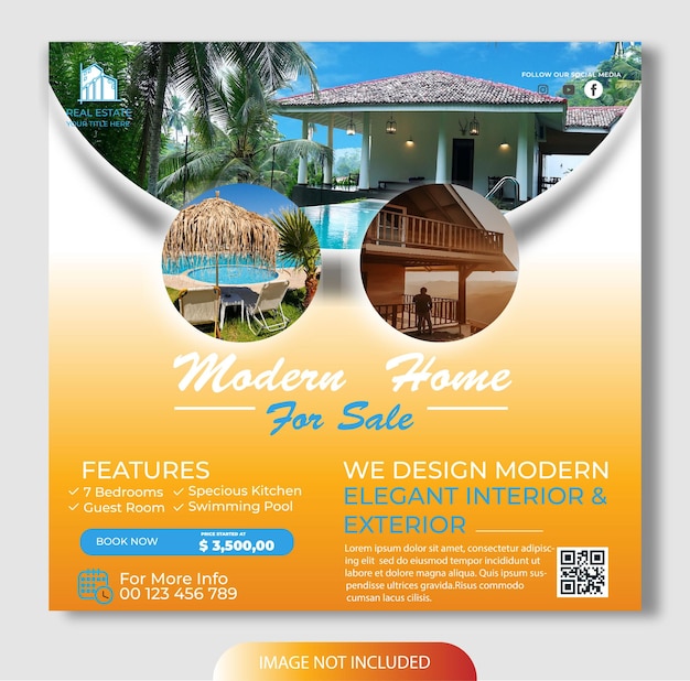 Real estate house property Instagram post or square web banner advertising template