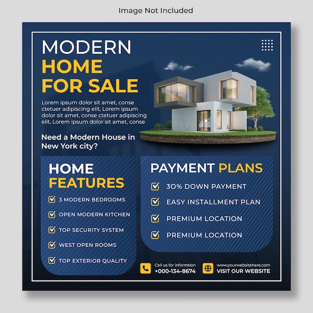 Vector real estate house property instagram post or square web banner promo template free premium vector