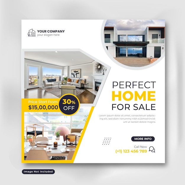 real estate house property instagram post or square web banner promo template