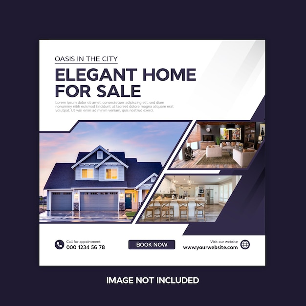 Real estate house property instagram post or square web banner promo template