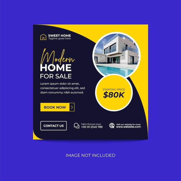 Vector real estate house property instagram post or square web banner template