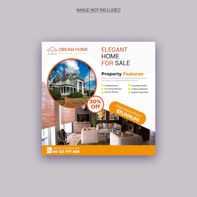 Real estate house property instagram post or square web banner template