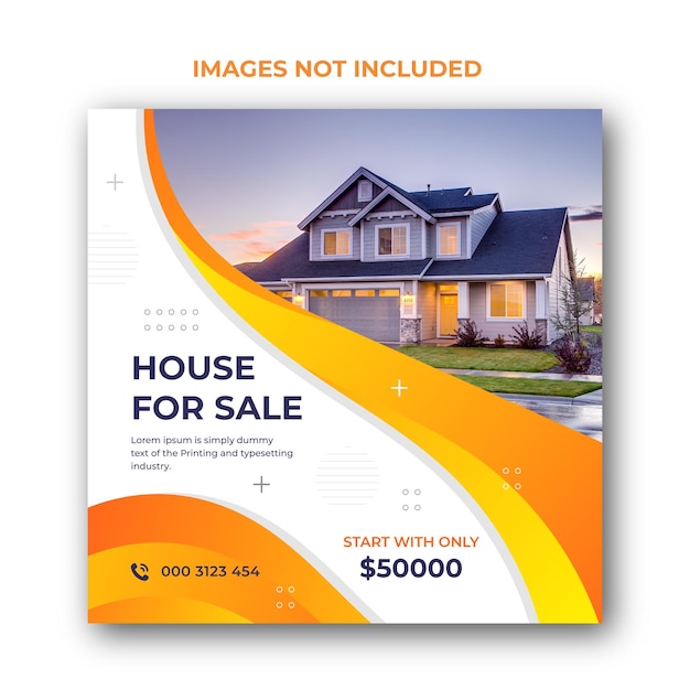 real estate house property Instagram post or web banner advertising template design