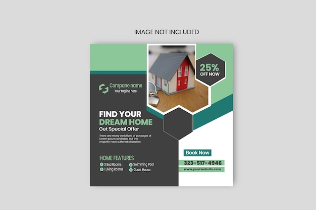 Vector real estate house property post or social media banner template premium vector