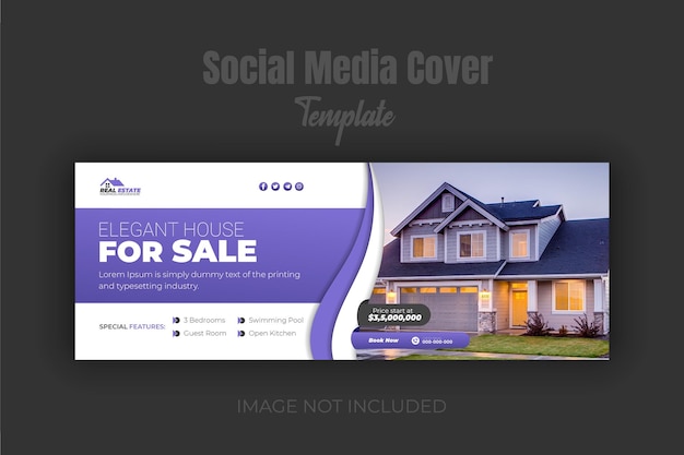 Real estate house property sale facebook cover design template