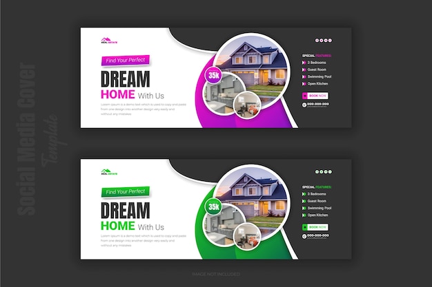 Real estate house property sale facebook cover design template