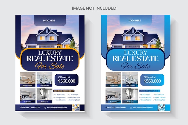 Vector real estate house property sale flyer design template