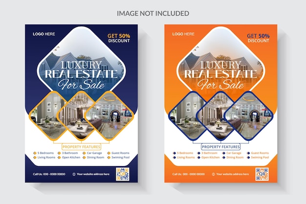 Vector real estate house property sale flyer design template