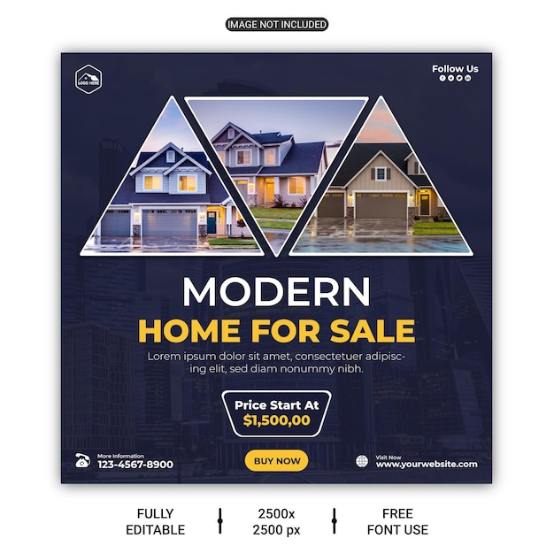 Real estate house property sale instagram post or social media banner template