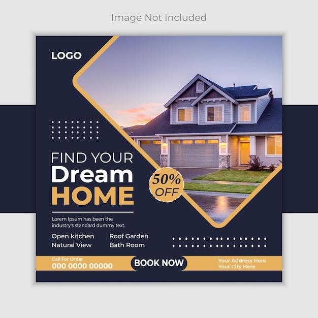 real estate house property sale social media instagram post or square web banner template