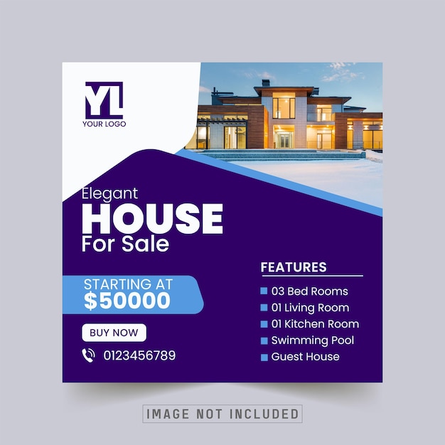 Real estate house property selling promozionale social media post e banner design