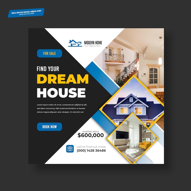 real estate house property social flyer and web banner