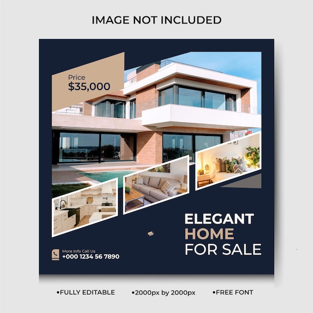 Real estate house property social media instagram post or square web banner template