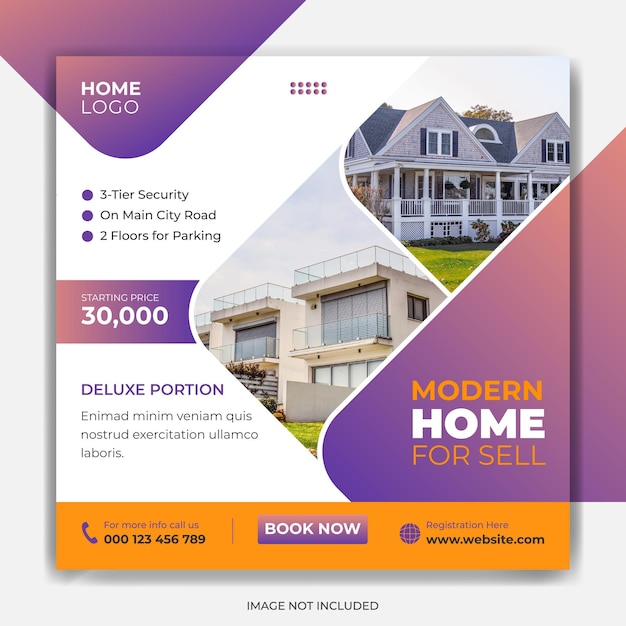 Real estate house property social media post and business flyer template design