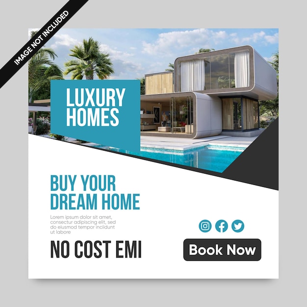 Vector real estate house property social media post template