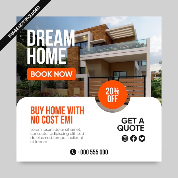 Vector real estate house property social media post template