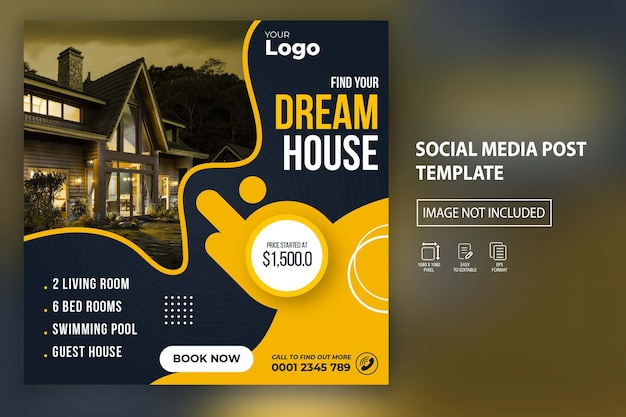 Vector real estate house property social media post template