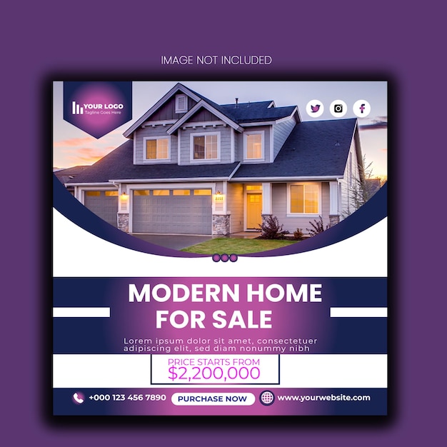 Vector real estate house property social media post and web banner template.