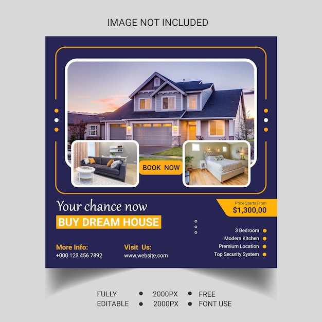 real estate house property social media post or web banner template