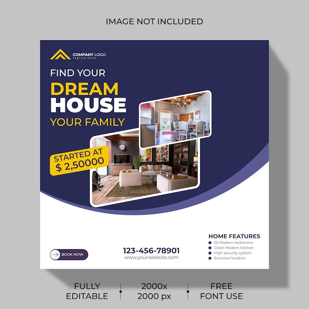 Vector real estate house property social media post or web banner template