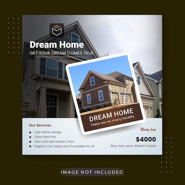 Real estate house property square instagram post for social media banner template