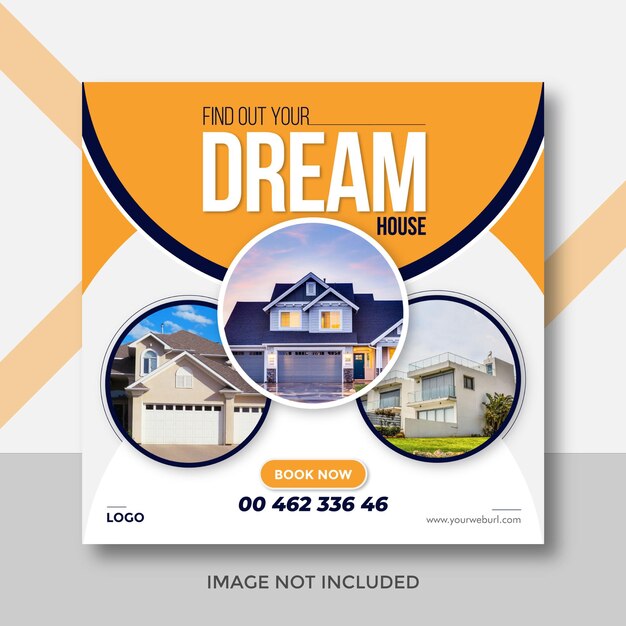 Vector real estate house property square instagram post and social media banner template