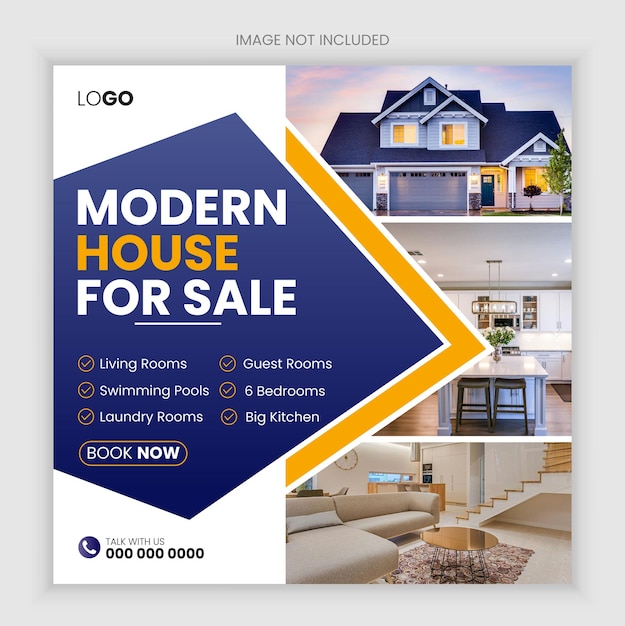 real estate house property square social media sale web banner or instagram post template design
