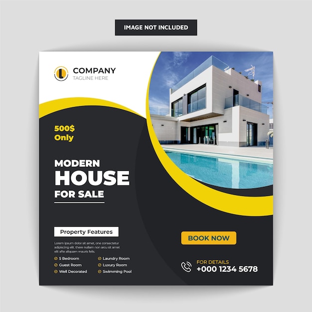 Real estate house property square web banner template