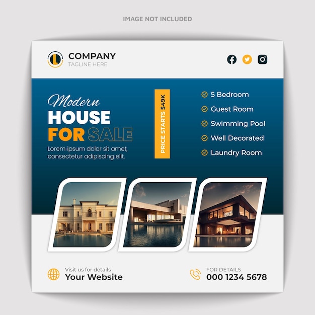 Real estate house property square web banner template