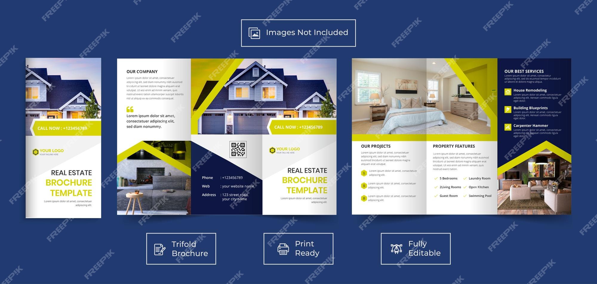 Premium Vector Real estate house property trifold brochure design Premium Vector Real estate house property trifold brochure design